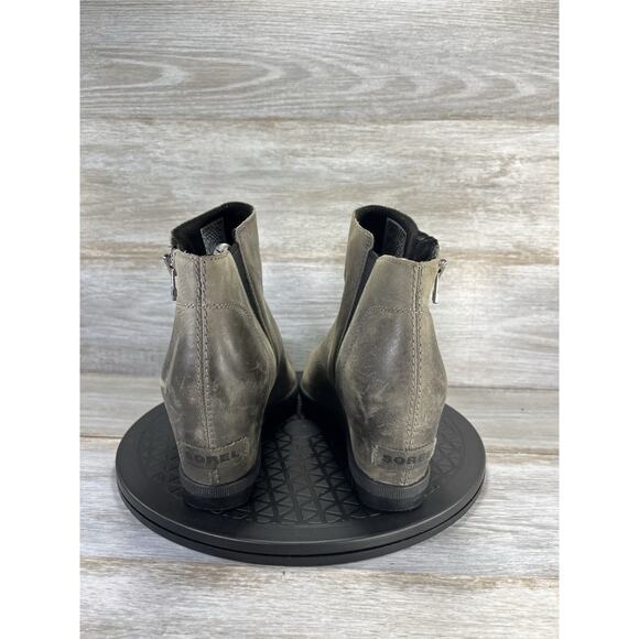 Sorel Women's Joan of Arctic Wedge II Zip Up Gray Leather Boots Size 9 - Picture 4 of 9